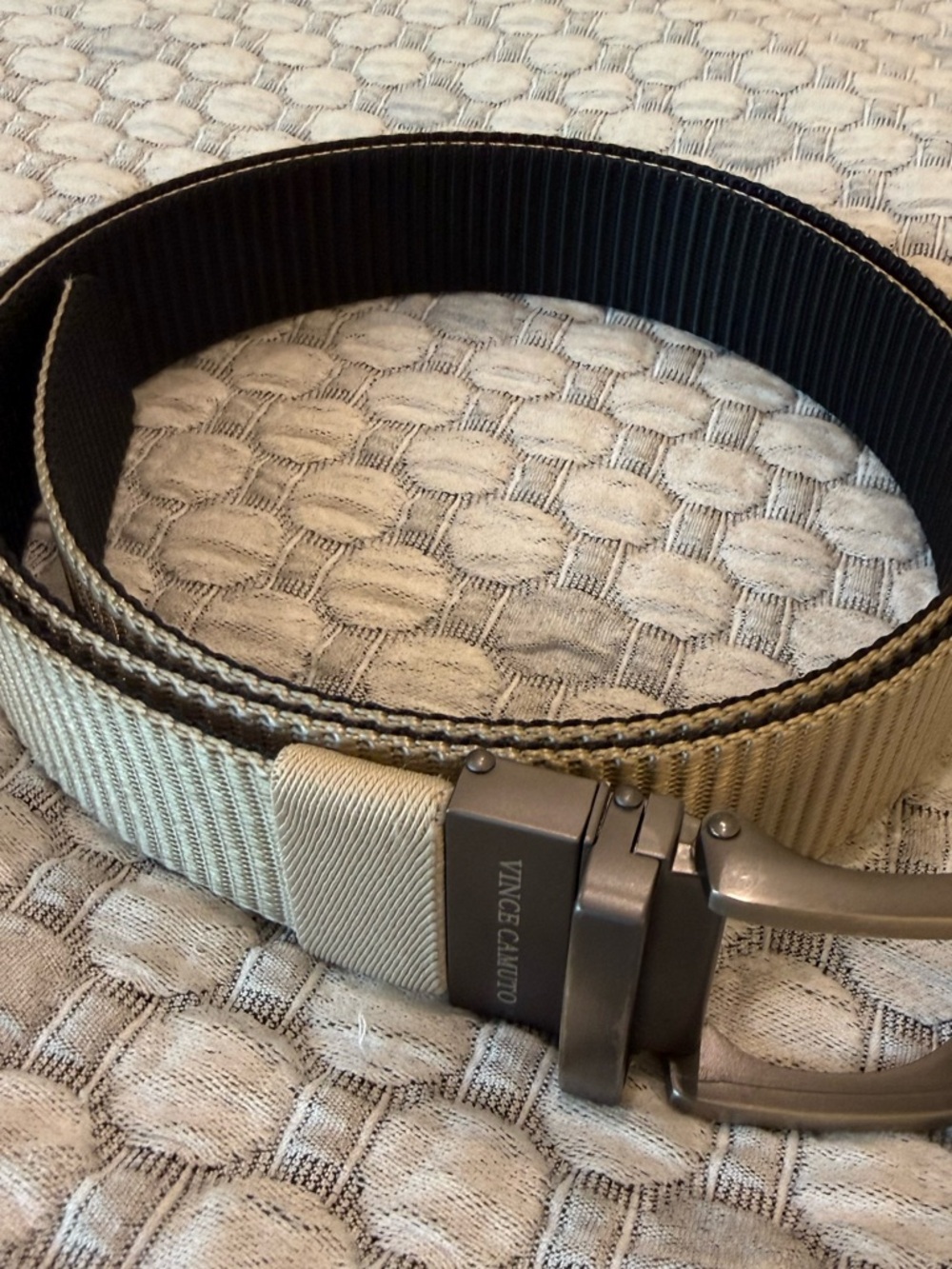 Vince Camuto Reversible Black and Tan Webbing Belt